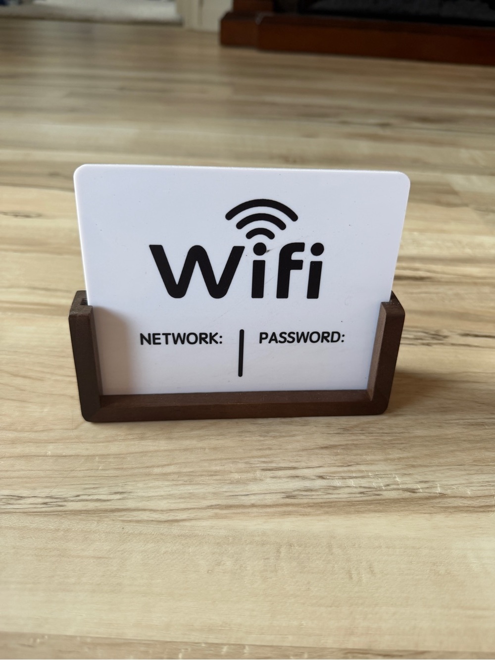 WiFi Network Sign with Brown Stand - Unbranded